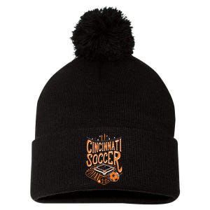 Cincinnati Soccer Cincy Futbol Cool Nati Skyline Pom Pom 12in Knit Beanie