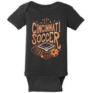 Cincinnati Soccer Cincy Futbol Cool Nati Skyline Baby Bodysuit