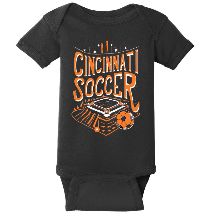 Cincinnati Soccer Cincy Futbol Cool Nati Skyline Baby Bodysuit