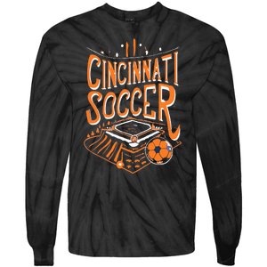 Cincinnati Soccer Cincy Futbol Cool Nati Skyline Tie-Dye Long Sleeve Shirt