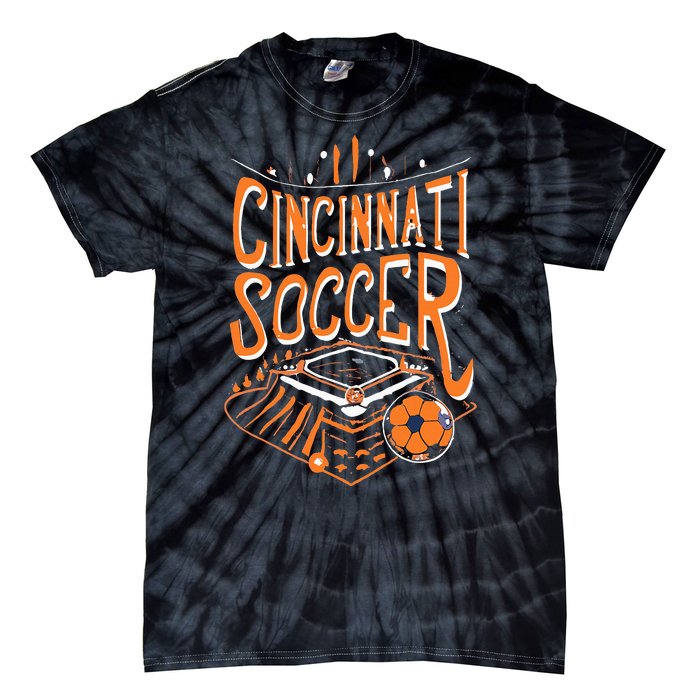 Cincinnati Soccer Cincy Futbol Cool Nati Skyline Tie-Dye T-Shirt