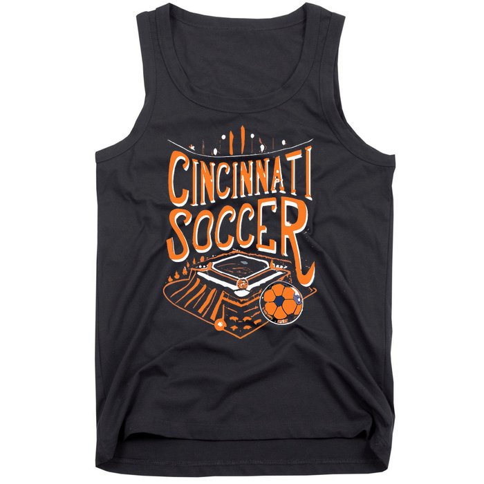 Cincinnati Soccer Cincy Futbol Cool Nati Skyline Tank Top