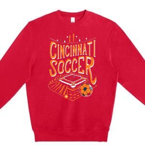 Cincinnati Soccer Cincy Futbol Cool Nati Skyline Premium Crewneck Sweatshirt