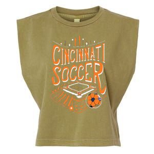 Cincinnati Soccer Cincy Futbol Cool Nati Skyline Garment-Dyed Women's Muscle Tee