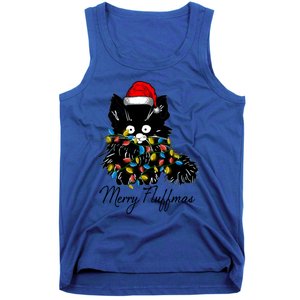 Christmas Santa Cat Fairy Lights Xmas Winter Gift Tank Top