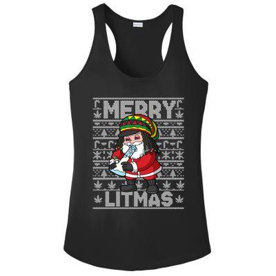 Christmas Santa Claus Cannabis Marijuana Weed Merry Litmas Gift Ladies PosiCharge Competitor Racerback Tank