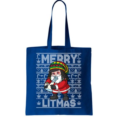 Christmas Santa Claus Cannabis Marijuana Weed Merry Litmas Gift Tote Bag