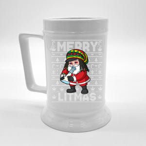 Christmas Santa Claus Cannabis Marijuana Weed Merry Litmas Gift Beer Stein