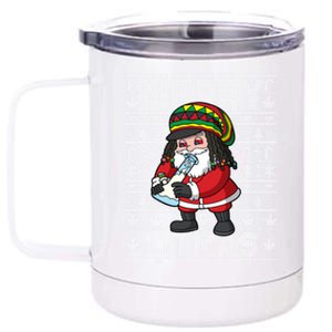 Christmas Santa Claus Cannabis Marijuana Weed Merry Litmas Gift 12 oz Stainless Steel Tumbler Cup