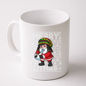 Christmas Santa Claus Cannabis Marijuana Weed Merry Litmas Gift Coffee Mug