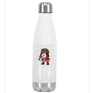 Christmas Santa Claus Cannabis Marijuana Weed Merry Litmas Gift Stainless Steel Insulated Water Bottle