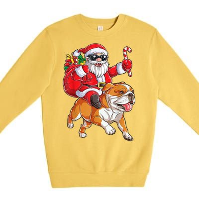 Christmas Santa Claus Riding English Bulldog Xmas Boys Dog Gift Premium Crewneck Sweatshirt