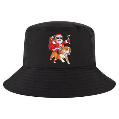 Christmas Santa Claus Riding English Bulldog Xmas Boys Dog Gift Cool Comfort Performance Bucket Hat