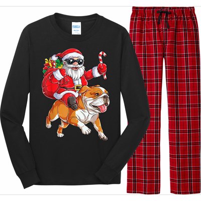 Christmas Santa Claus Riding English Bulldog Xmas Boys Dog Gift Long Sleeve Pajama Set