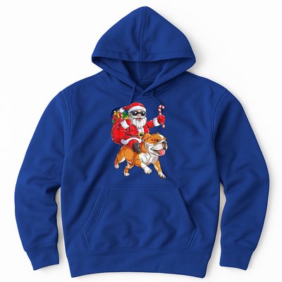 Christmas Santa Claus Riding English Bulldog Xmas Boys Dog Gift Hoodie