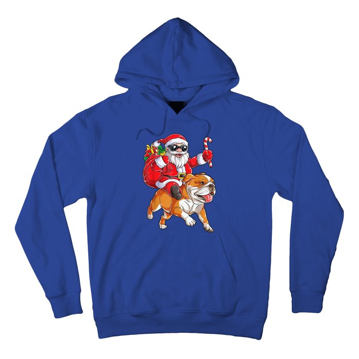 Christmas Santa Claus Riding English Bulldog Xmas Boys Dog Gift Hoodie