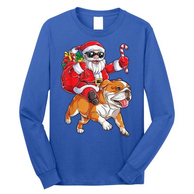 Christmas Santa Claus Riding English Bulldog Xmas Boys Dog Gift Long Sleeve Shirt