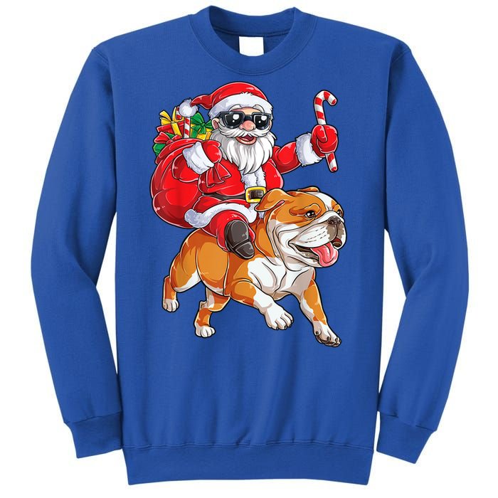 Christmas Santa Claus Riding English Bulldog Xmas Boys Dog Gift Sweatshirt