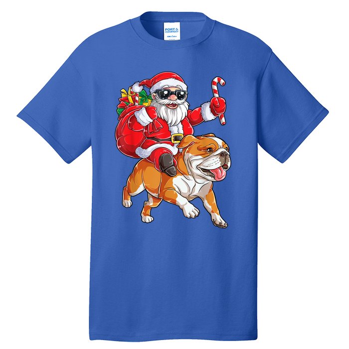 Christmas Santa Claus Riding English Bulldog Xmas Boys Dog Gift Tall T-Shirt