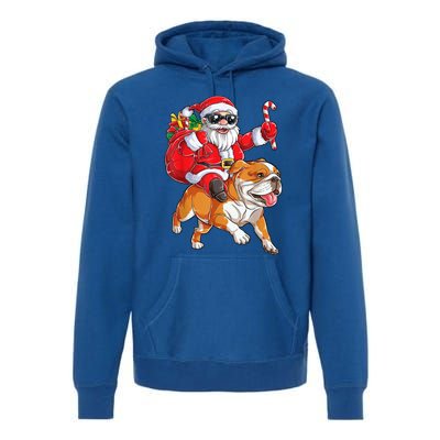 Christmas Santa Claus Riding English Bulldog Xmas Boys Dog Gift Premium Hoodie