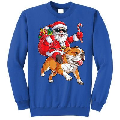 Christmas Santa Claus Riding English Bulldog Xmas Boys Dog Gift Tall Sweatshirt