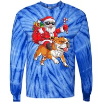 Christmas Santa Claus Riding English Bulldog Xmas Boys Dog Gift Tie-Dye Long Sleeve Shirt