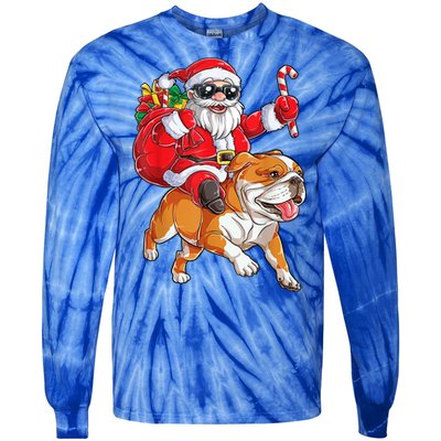 Christmas Santa Claus Riding English Bulldog Xmas Boys Dog Gift Tie-Dye Long Sleeve Shirt