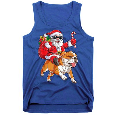 Christmas Santa Claus Riding English Bulldog Xmas Boys Dog Gift Tank Top