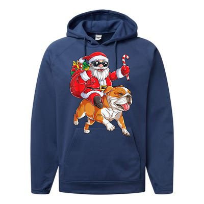 Christmas Santa Claus Riding English Bulldog Xmas Boys Dog Gift Performance Fleece Hoodie