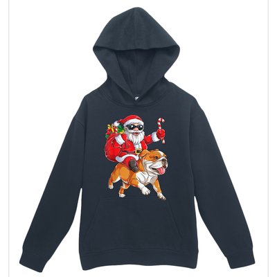 Christmas Santa Claus Riding English Bulldog Xmas Boys Dog Gift Urban Pullover Hoodie