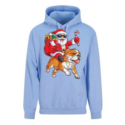 Christmas Santa Claus Riding English Bulldog Xmas Boys Dog Gift Unisex Surf Hoodie