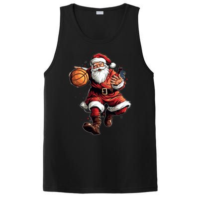 Christmas Santa Claus Playing Basketball Xmas Cool Gift PosiCharge Competitor Tank