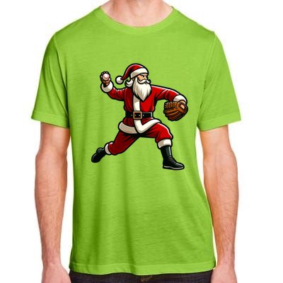 Christmas Santa Claus Baseball Pitcher Teens Xmas Funny Gift Adult ChromaSoft Performance T-Shirt