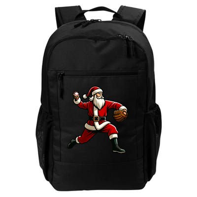Christmas Santa Claus Baseball Pitcher Teens Xmas Funny Gift Backpack