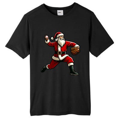 Christmas Santa Claus Baseball Pitcher Teens Xmas Funny Gift Tall Fusion ChromaSoft Performance T-Shirt