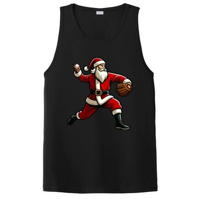 Christmas Santa Claus Baseball Pitcher Teens Xmas Funny Gift PosiCharge Competitor Tank