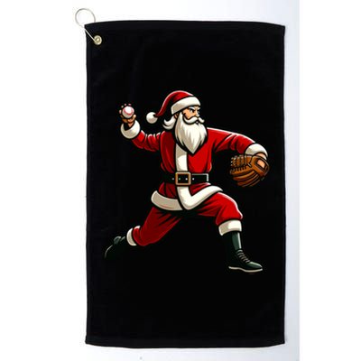 Christmas Santa Claus Baseball Pitcher Teens Xmas Funny Gift Platinum Collection Golf Towel