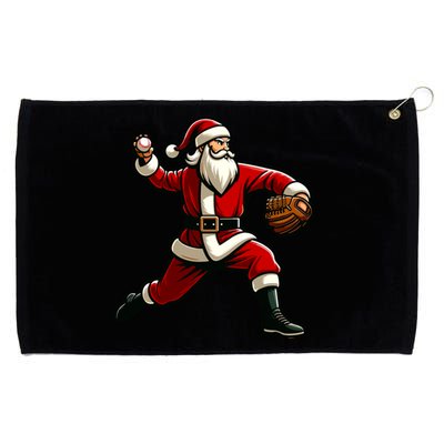 Christmas Santa Claus Baseball Pitcher Teens Xmas Funny Gift Grommeted Golf Towel