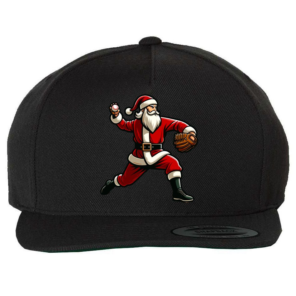 Christmas Santa Claus Baseball Pitcher Teens Xmas Funny Gift Wool Snapback Cap
