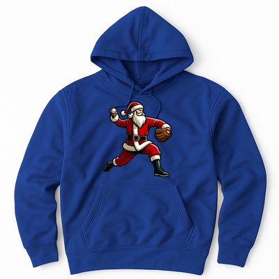 Christmas Santa Claus Baseball Pitcher Teens Xmas Funny Gift Hoodie