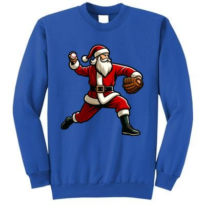 Christmas Santa Claus Baseball Pitcher Teens Xmas Funny Gift Sweatshirt