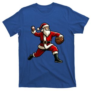 Christmas Santa Claus Baseball Pitcher Teens Xmas Funny Gift T-Shirt