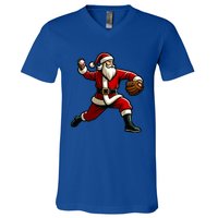 Christmas Santa Claus Baseball Pitcher Teens Xmas Funny Gift V-Neck T-Shirt