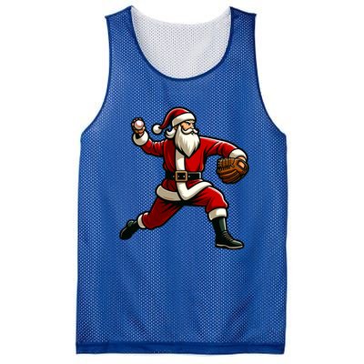 Christmas Santa Claus Baseball Pitcher Teens Xmas Funny Gift Mesh Reversible Basketball Jersey Tank