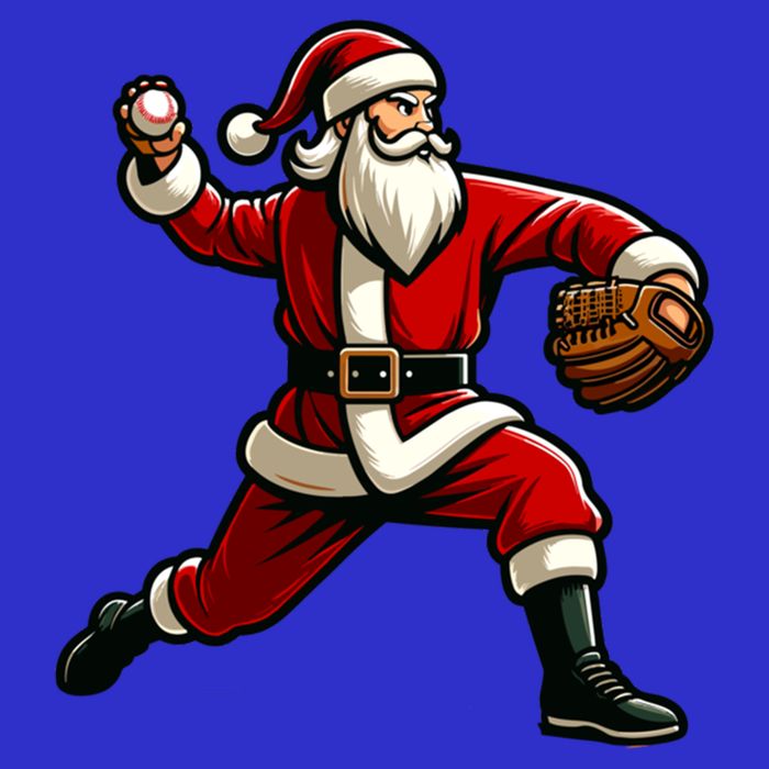 Christmas Santa Claus Baseball Pitcher Teens Xmas Funny Gift Poster