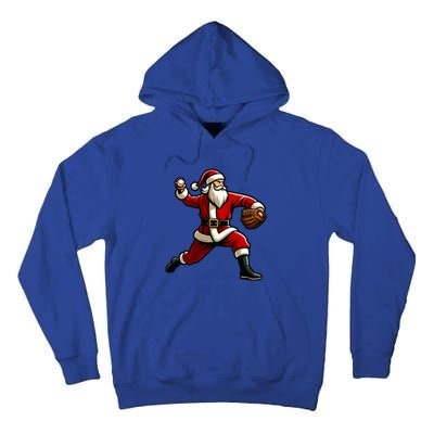 Christmas Santa Claus Baseball Pitcher Teens Xmas Funny Gift Tall Hoodie