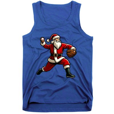 Christmas Santa Claus Baseball Pitcher Teens Xmas Funny Gift Tank Top