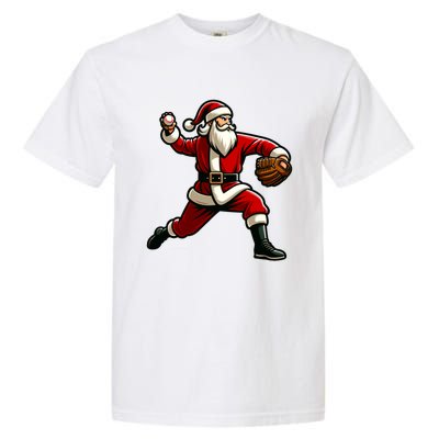 Christmas Santa Claus Baseball Pitcher Teens Xmas Funny Gift Garment-Dyed Heavyweight T-Shirt