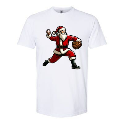 Christmas Santa Claus Baseball Pitcher Teens Xmas Funny Gift Softstyle CVC T-Shirt