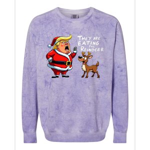 Christmas Santa Claus Trump They Are Eating The Reindeer Colorblast Crewneck Sweatshirt